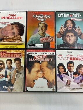 (6x DVD Bundle) Dan Real Life 40 Year Virgin Get Greek Hangover Anger Management